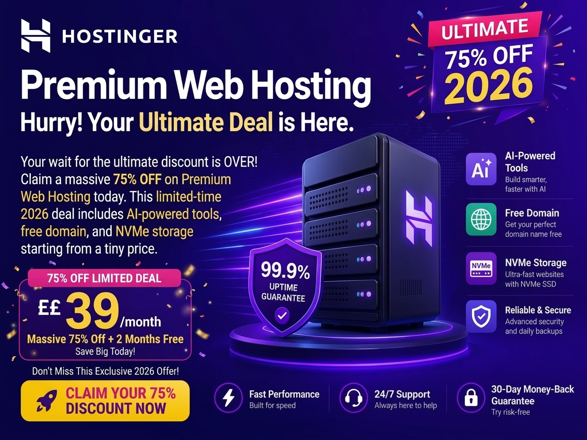 Hostinger Premium Web Hosting 75% Off